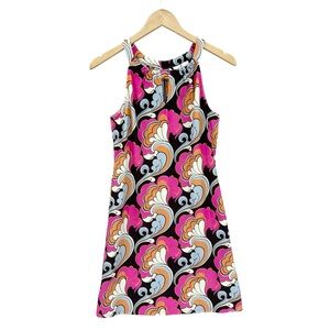 JUDE CONNALLY Dress Retro Swirl Halter Shift Beach Vacation